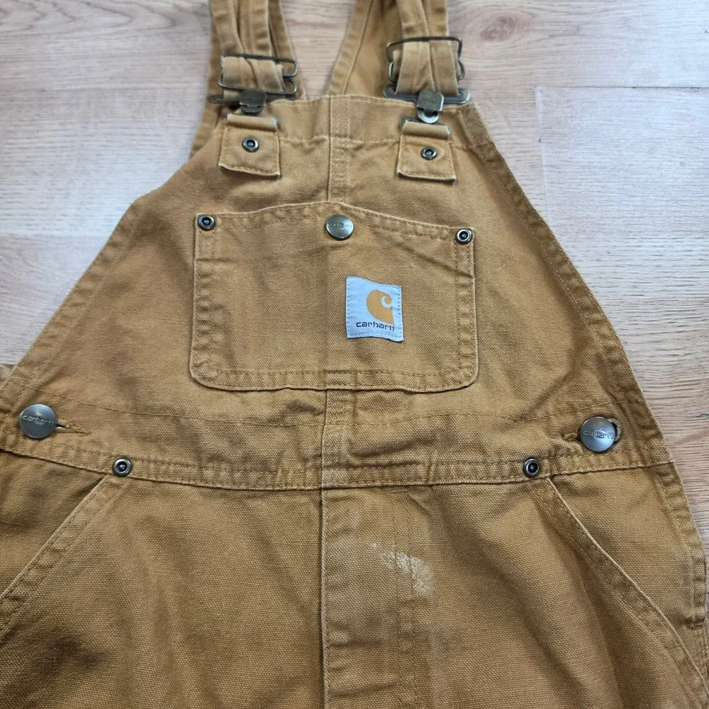 Carhartt Overalls Kids Size 6 Double Knee Bib Canvas Brown Duck Workwear